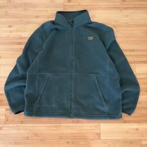 Vintage LL Bean Fleece Jacket Green Full Zip Outdoor Hiking Layer